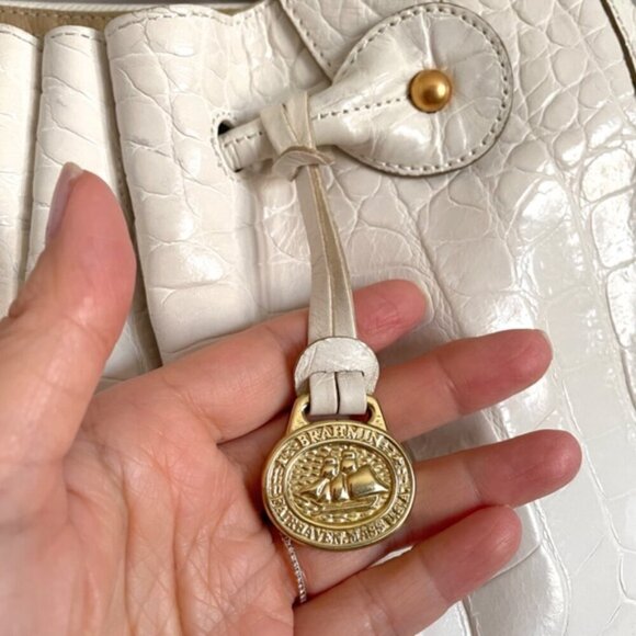 Brahmin White Elizabeth Grotto Croc Leather Handbag - Large - Picture 2 of 11